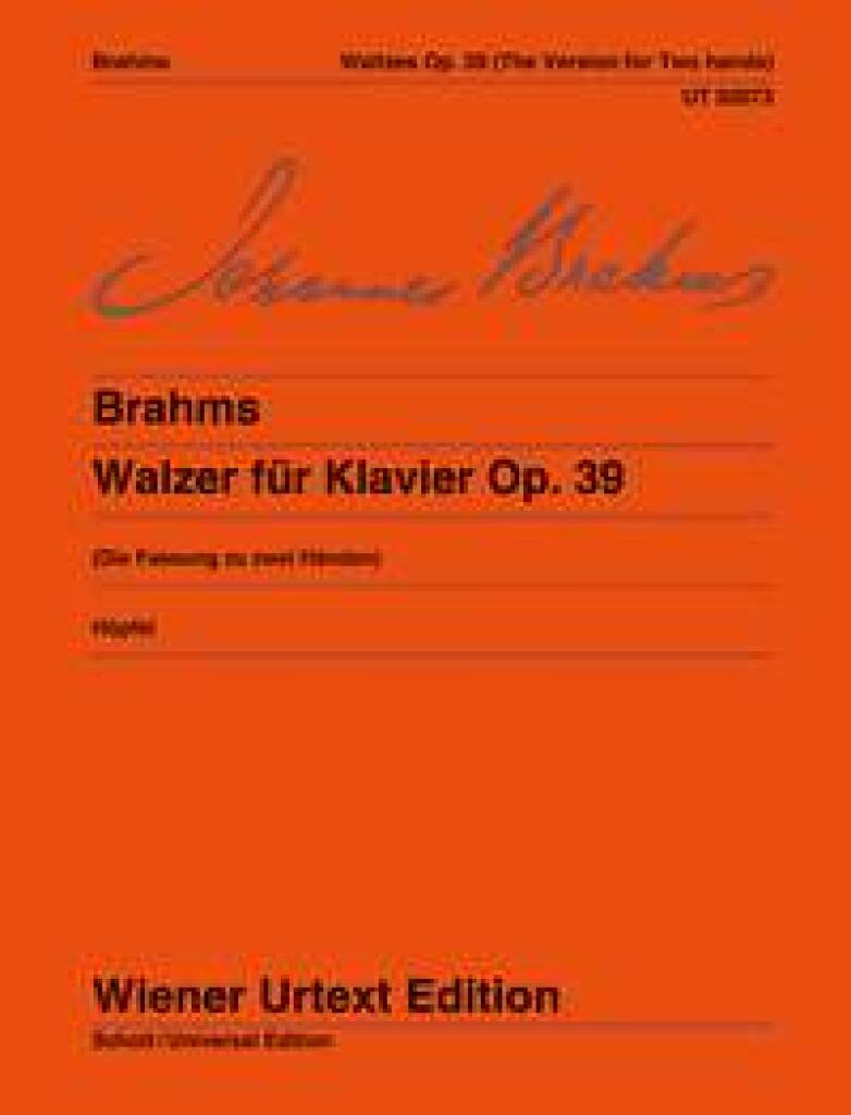 Johannes Brahms: Waltzes Op. 39 Version For Two Hands: Piano Solo