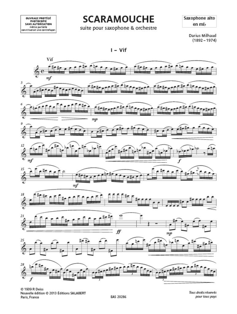 Darius Milhaud: Scaramouche: Alto Saxophone And Accomp.