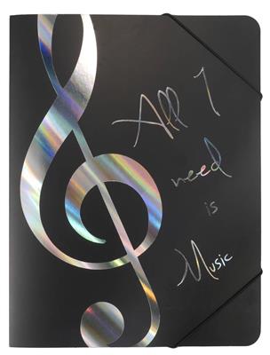 Elastic folder ''All I need is Music'' silver A4