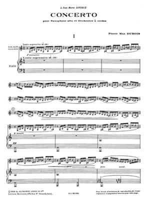 Pierre-Max Dubois: Concerto For Alto Saxophone And String Orchestra: Alto Saxophone And Accomp.