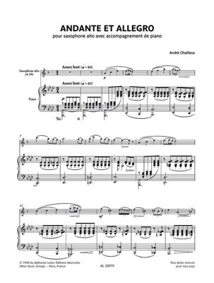 André Chailleux: Andante et Allegro : Alto Saxophone And Accomp.