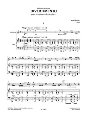 Roger Boutry: Divertimento pour saxophone alto et piano: Alto Saxophone And Accomp.