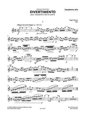 Roger Boutry: Divertimento pour saxophone alto et piano: Alto Saxophone And Accomp.