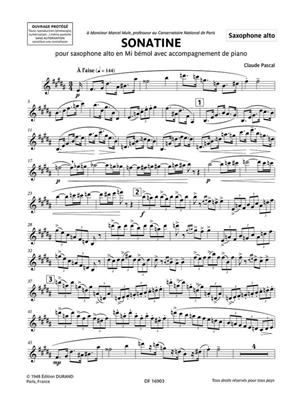 Claude Pascal: Sonatine : Alto Saxophone And Accomp.