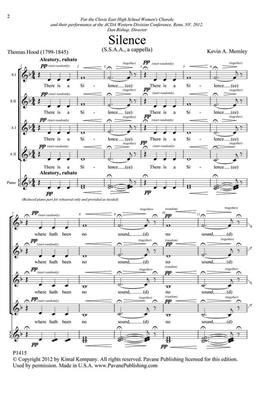 Kevin A. Memley: Silence: Upper Voices A Cappella