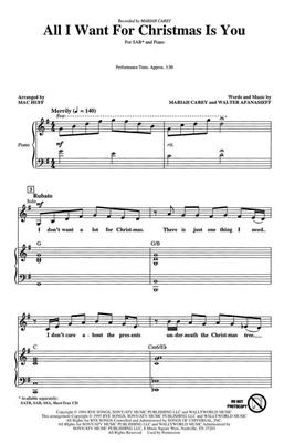Mariah Carey: All I want for Christmas: (Arr. Mac Huff): Mixed Choir And Accomp.