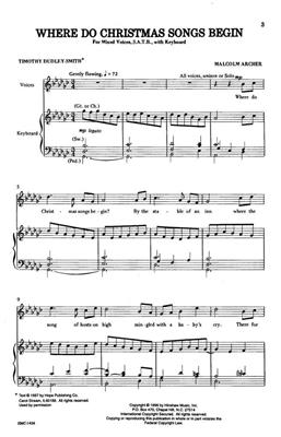 Malcolm Archer: Where Do Christmas Songs Begin: (Arr. Malcolm Archer): Mixed Choir And Piano/Organ