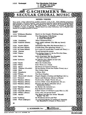 Traditional: Two Macedonian Folk Songs: (Arr. A Srebotnjak): Mixed Choir And Accomp.