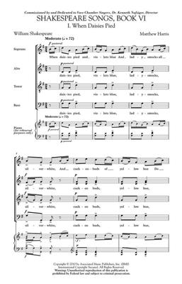 Matthew Harris: Shakespeare Songs, Book VI: Mixed Choir A Cappella
