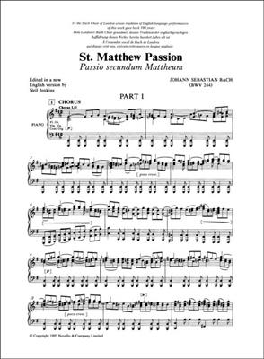 Johann Sebastian Bach: St. Matthew Passion: Mixed Choir And Piano/Organ