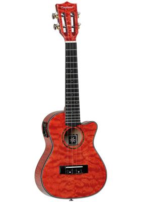 Tiare Deluxe Quilted Maple Concert Ukulele Red